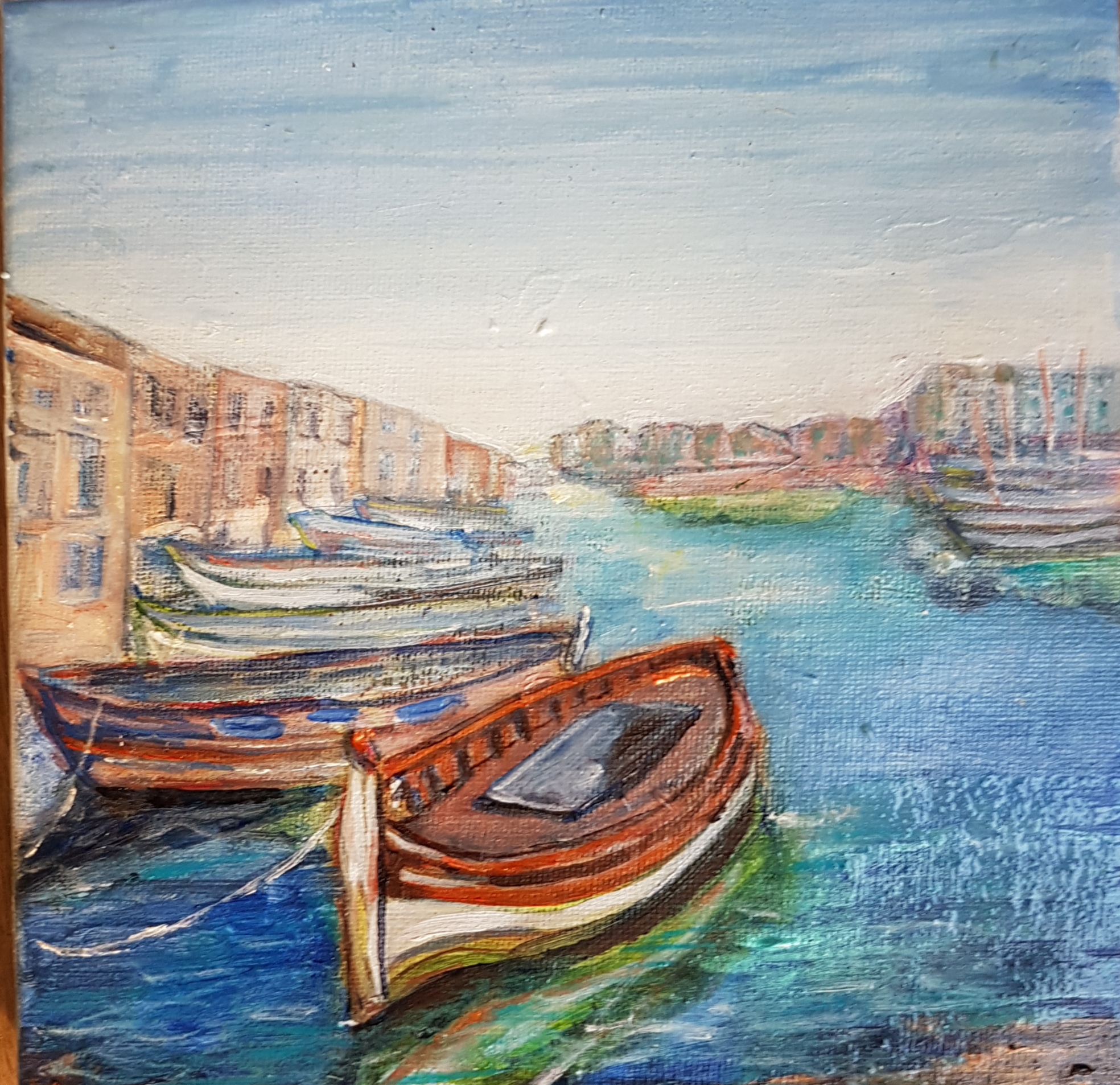 Peinture de l'artiste peintre Adèle liva, le titre de l'oeuvre est : bateau en mer