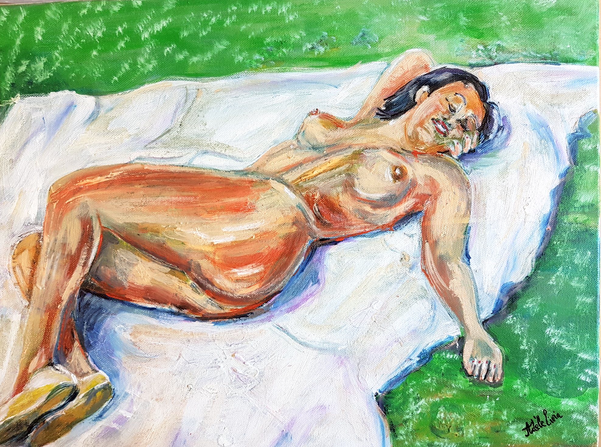 Peinture de l'artiste peintre Adèle liva, le titre de l'oeuvre est : Portrait d'artiste