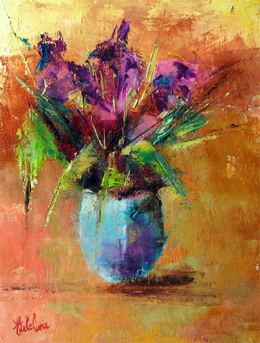 Peinture de l'artiste peintre Adèle liva, le titre de l'oeuvre est : Panier de fleurs