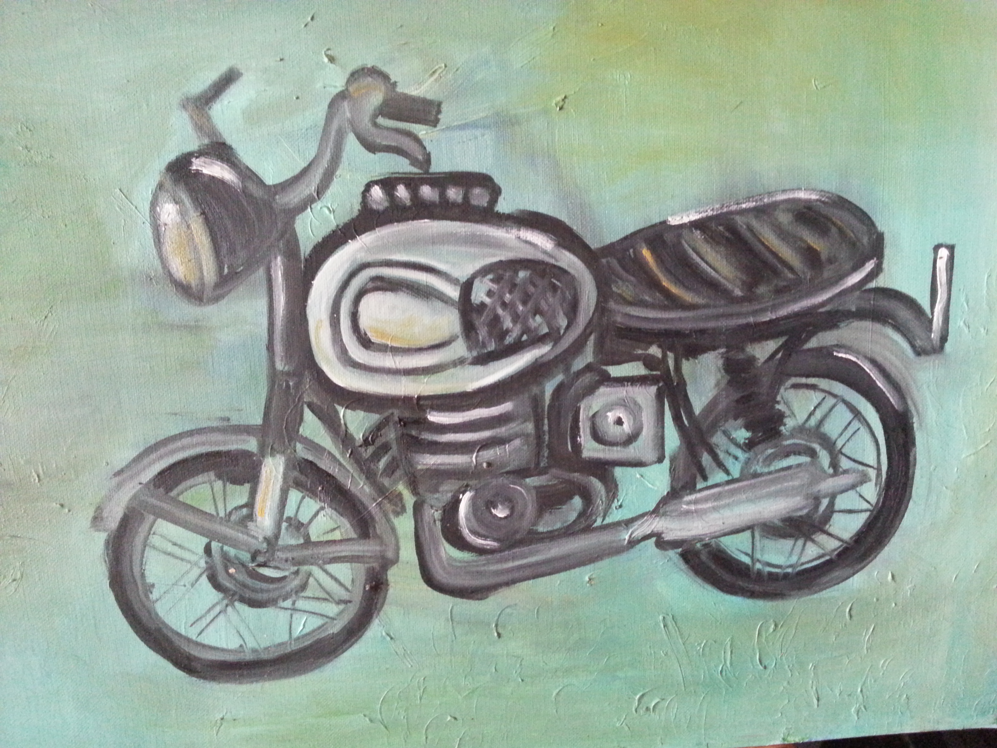 Peinture de l'artiste peintre Adèle liva, le titre de l'oeuvre est : Biker passion