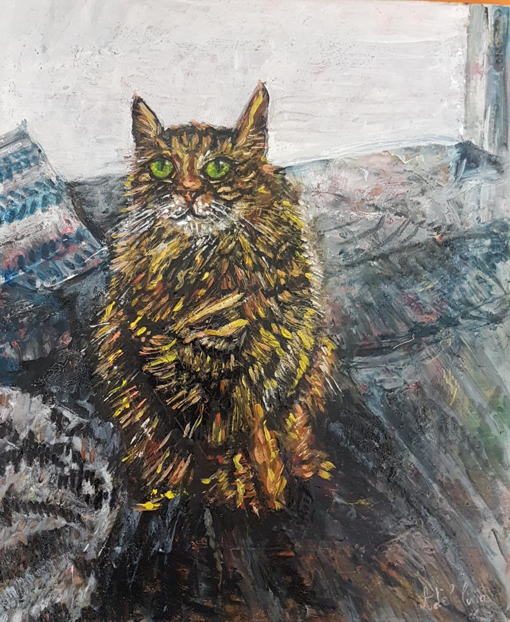 Peinture de l'artiste peintre Adèle liva, le titre de l'oeuvre est : chat dingo